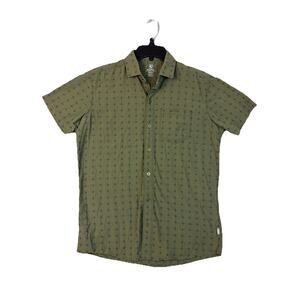 Kuhl Short Sleeve Shirt Mens Small Button Up Beige Outdoors Pocket Hiking Metal
